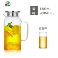 凉水壶玻璃冷水壶套装凉水杯耐热高温过滤泡煮花茶家用大号果汁壶 FENGHOU 小竹盘一个(单拍)