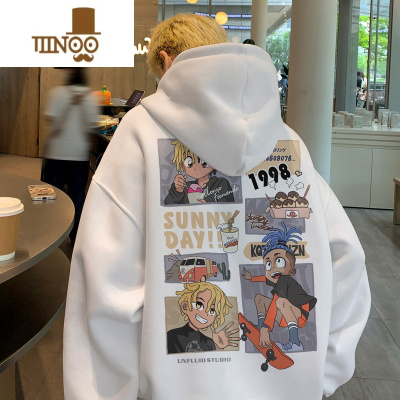 YANXU卫衣男2023新款潮牌oversize美式连帽外套青少年上衣服