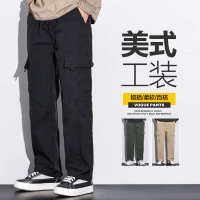 宽松工装休闲裤男生秋季新款潮牌百搭阔腿长裤运动直筒工装裤子_1