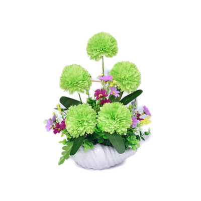 仿真花茶几艺盆景仿真塑料假花绢花套装饰品-富贵绣球绿色