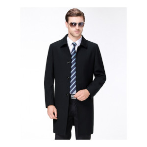 免费试穿 春秋新款风衣男中长款翻领长外套商务休闲防风男披风帅气男装外套品牌官方旗舰店特卖