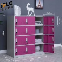 金菲罗格 铁皮更衣柜收纳小柜子带锁储物柜 红色十二门文件柜