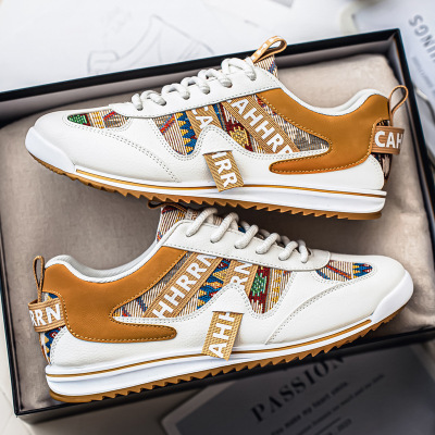 2026新款春季时尚休闲鞋运动风透气舒适皮革休闲鞋防滑男士阿甘鞋