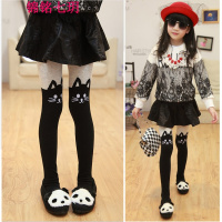 锦铭七玥春秋款棉拼接舞蹈袜儿童假高筒长筒袜女童针织棉打底裤连裤袜