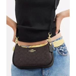 COACH蔻驰 女士单肩包涂层帆布斜挎包时尚女包日常出行送女友礼物 Beige