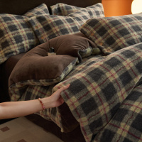 冬季仿羊绒四件套加厚牛奶绒床单被套罩双面珊瑚绒床笠款床上用品