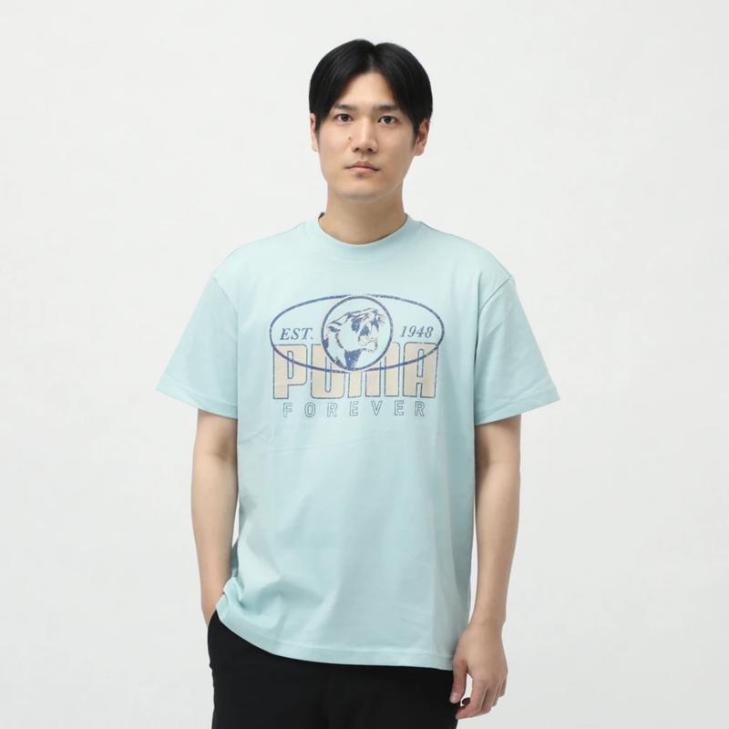 彪马(Puma)纯棉混纺速干透气休闲潮流男士短袖印花T恤