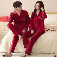 情侣睡衣春秋冬季棉质本命年喜庆结婚红色一男士一女士家居服套装_664