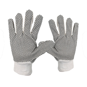 帆布点塑劳保手套棉布黑点塑点珠耐磨搬用电焊棉布油田铁路防滑手套