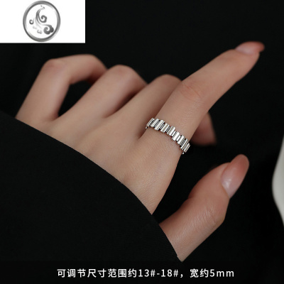 JiMi[]925银银几何戒指女轻奢尾戒素圈食指戒小众高级感开口戒