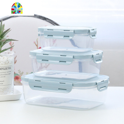 保鲜盒塑料微波炉长方形密封盒透明家用食品收纳盒水果便当盒套装 FENGHOU