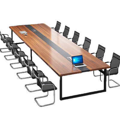 鑫升顺简约现代会议桌长桌办公家具工作台会议室长条桌办公桌椅组合3.5*1.4(米)带12椅