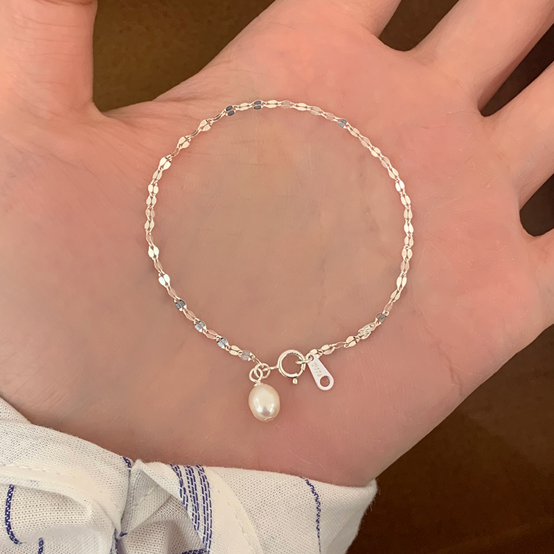 纯银天然珍珠手链女款2025新款轻奢小众精致手饰高颜值学生党送女朋友老婆情人节七夕生日礼物