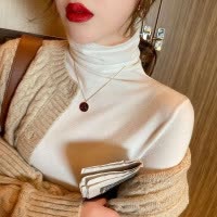 双面德绒保暖上衣女半高领纯色打底衫女秋冬休闲内搭T恤长袖女装