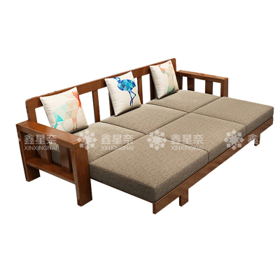 鑫星奈 XXN4031218实木沙发床简约中式沙发 三人位拉床款