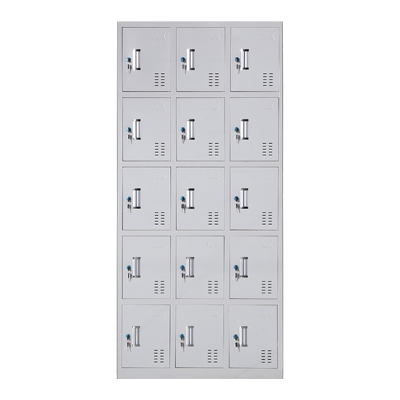 DXBG更衣柜员工铁皮柜健身房宿舍储物柜带锁存包柜收纳柜钢制十五门更衣柜