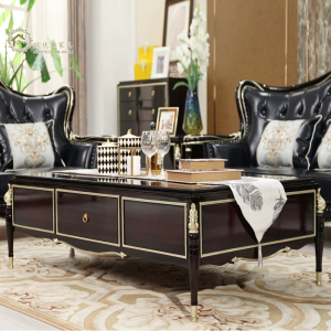 欧式茶几实木客厅沙发新古典多功能简约茶几样板房美式储物茶几 茶几整装