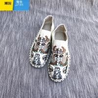 聚范云南手工千层底男鞋刺绣一脚蹬休闲老北京布鞋男生帆布鞋套脚布鞋