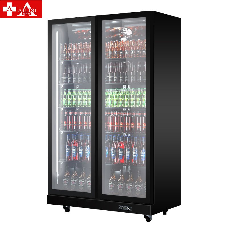 埃利斯(AILISI)商用啤酒柜 立式陈列柜冷柜玻璃门冰箱便利店饮料柜 酒吧KTV展示柜SC-800SFD三色风冷
