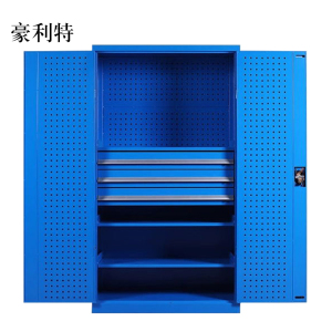 豪利特工具柜加厚铁皮储物柜工厂车间用带抽屉汽修多功能收纳柜通门内三抽柜蓝色