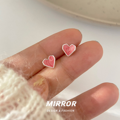 925纯银爱心耳钉女耳环耳饰小众设计小巧简约2025年新款潮送女朋友老婆情人节七夕生日礼物