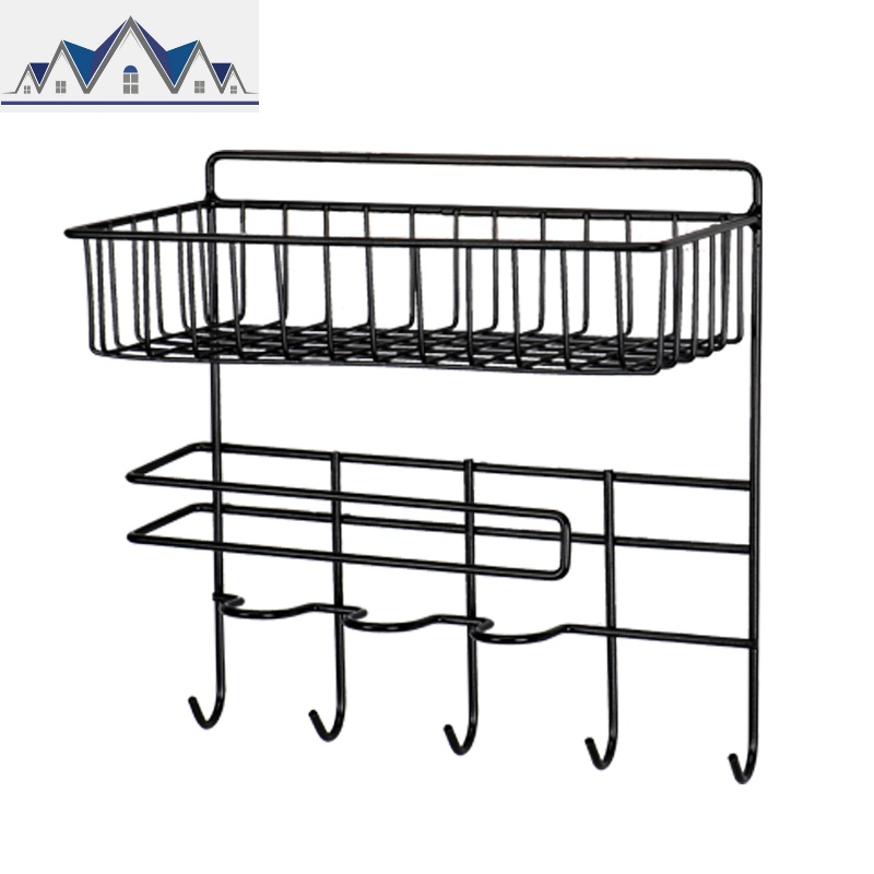 厨房用品收纳架家用置物架多层调料架壁挂免打孔多功能挂篮冰箱架 三维工匠