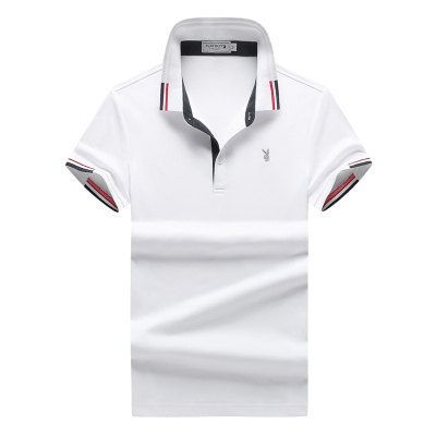 花花公子(PLAYBOY)POLO衫短袖T恤男士纯色POLO衫全棉翻领大码t袖衫舒适透气