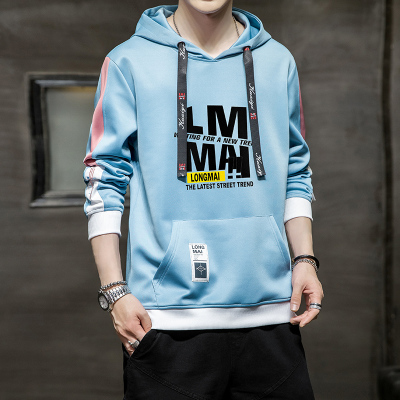 狮臣SHICHEN2020年秋季新款男士卫衣百搭卫衣男潮流连帽套头长袖上衣青少年休闲运动卫衣男装WY1706雾蓝XL