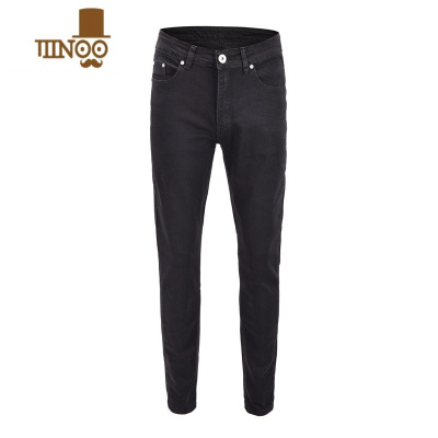 YANXUakama欧美高街弹力休闲百搭长裤美式直筒微修身黑色牛仔裤男