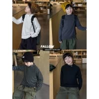 童酷男童冬季新款童装时尚字母刺绣宝宝半高领德绒儿童打底衫