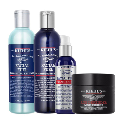 kiehls科颜氏男士面部护肤套装礼盒活力抗皱清爽控油抗皱套装(洁面+水+精华+面霜)