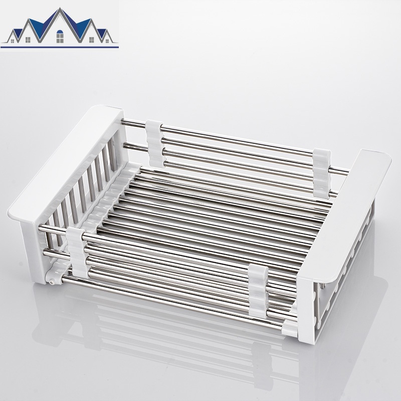 不锈钢水水池收纳架厨房置物架伸缩洗菜盆洗碗池放碗筷沥水篮 三维工匠