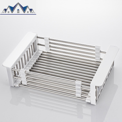 不锈钢水水池收纳架厨房置物架伸缩洗菜盆洗碗池放碗筷沥水篮 三维工匠