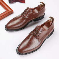 新款真皮压花休闲商务皮鞋男士正装单鞋软底舒适青年