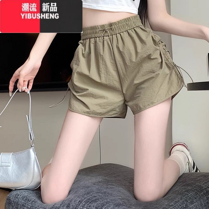 YIBUSHENG降落伞短裤女季宽松a字阔腿抽绳冰丝速干休闲裤显腿长辣妹热裤