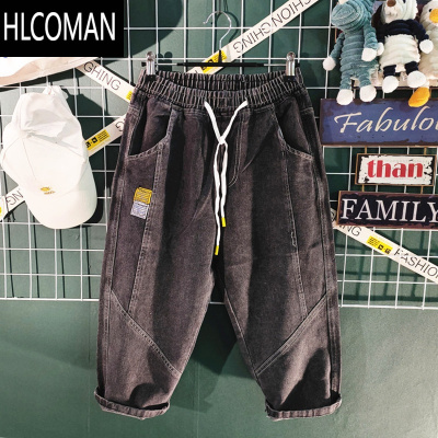 HLCOMAN港风潮牌牛仔短裤男夏季薄款七分裤韩版潮流直筒宽松潮牌运动中裤