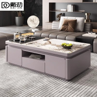 戴劲岩板茶几客厅茶台烧水壶一体桌家用泡茶台办公室茶桌1.4米浅灰