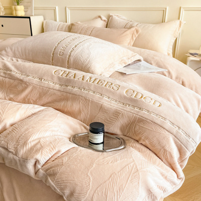 花牛奶绒床上四件套2026新款冬季加厚珊瑚绒被套床单加绒三件套