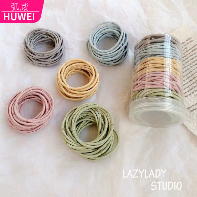 细皮筋马卡龙色ins发圈女韩版学生可爱莫兰迪色头绳简约扎头发绳马卡龙色100根罐装--弧威(HUWEI)