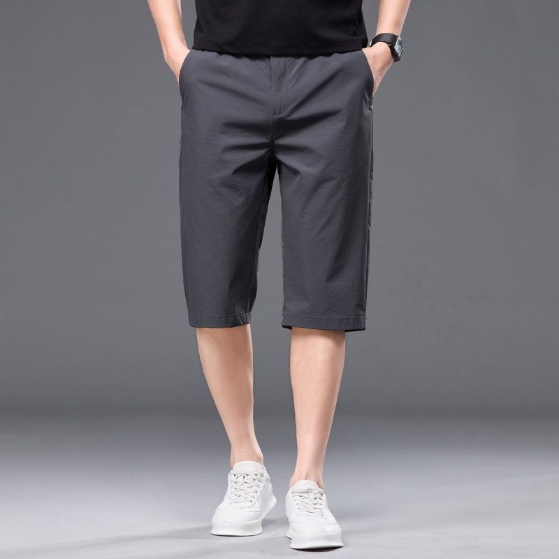 品质高街风男士七分裤夏季冰丝宽松直筒休闲中裤速干运动沙滩裤男