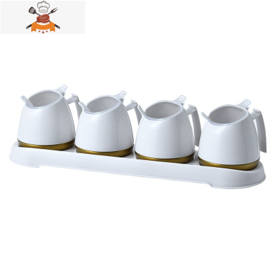 调料盒家用厨房调料罐子调味罐调料大料收纳盒盐罐组合套装 敬平 灰白色 四罐装厨房收纳盒