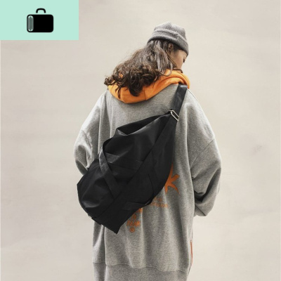 日系ins暗黑系工装风机能简约尼龙挎包男女潮酷休闲百搭单肩挎包NEW LAKE 黑色收藏加购送礼物女士双肩包