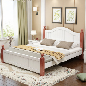 新品 1.8米床简约现代主卧实木床1.5米双人床1.2米经济型单人床欧式床