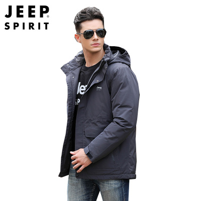 JEEPSPIRIT吉普正品男士加厚羽绒服高端品质白鸭绒中长款保暖派克服休闲羽绒外套