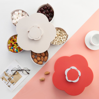 美帮汇欧式创意多功能旋转糖果盒干果糖盒分格带盖花瓣果盒婚庆用品