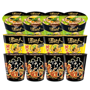 统一汤达人 酸酸辣辣味日式豚骨味辣翻天榴莲火鸡拉面三口味*12杯整箱装