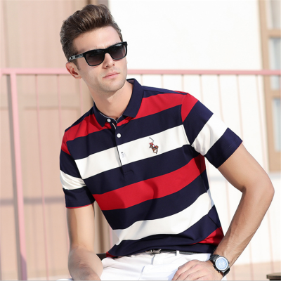 梵蒂加(VENTIGA)男装2021新款ZZT-3359夏季新款短袖男式T恤商务休闲条纹翻领纯棉男士POLO衫