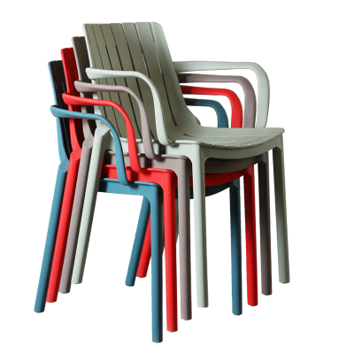 鑫环境 北欧塑料椅靠背家用塑胶休闲户外椅子加厚咖啡厅餐镂空可叠放带扶手