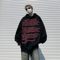 男装春秋连帽卫衣宽松潮牌美式复古风男生印花青少年高街卫衣外套