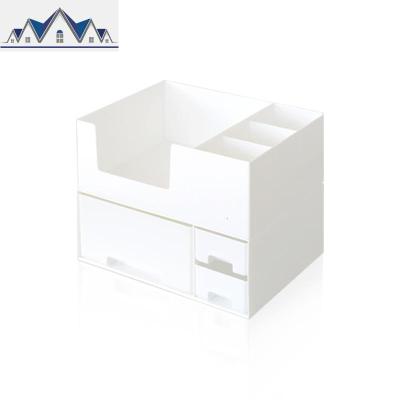 抽屉式化妆品收纳盒 宿舍桌面护肤品置物架 简约大容量双层整理盒 三维工匠